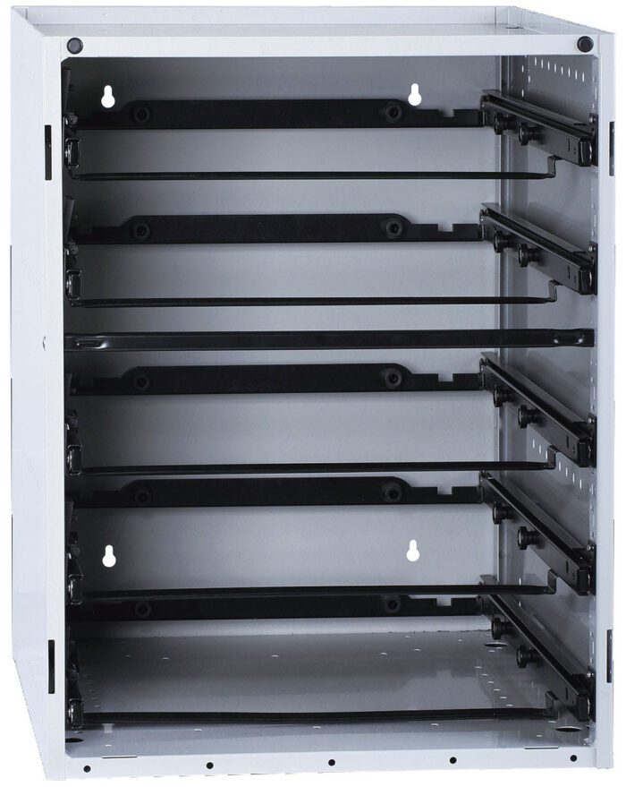 SCS5S - Cabinet complete with 5 small ABS cases with PC Lid Cases Fully Assembled- Blue Case