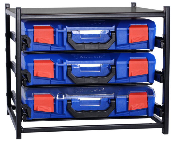 SFS3SA-33SFS3SA - StorageTek Frame complete with 3 small ABS cases with PC Lid.  Fully Assembled- Blue Case